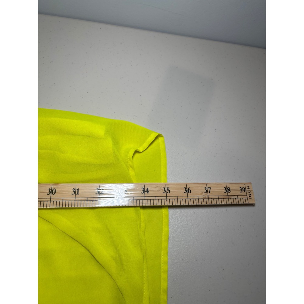 Bebe Neon Yellow Draped Bodycon‎ Shift Dress Large Sleeveless Asymmetric Hem - Picture 9 of 10